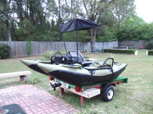 Electric powered one person pontoon boat