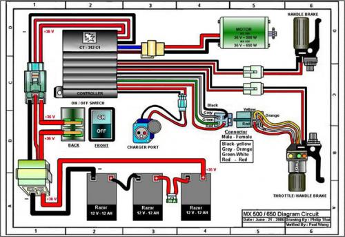 Razor MX400 Battery and Engine Upgrade | V is for Voltage ... razor 650 electric wiring diagram 